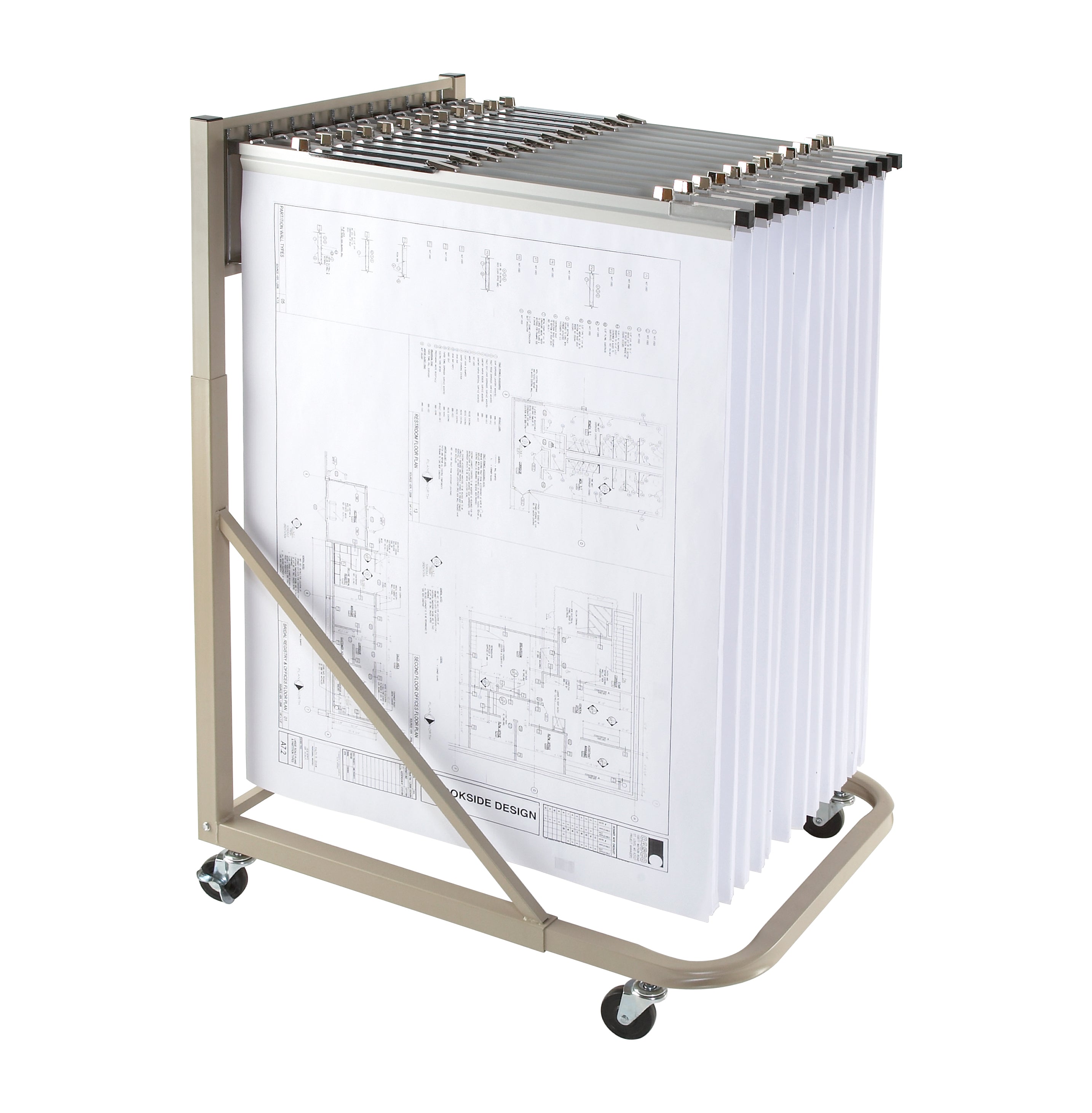Fumingpal Blueprint Storage Rack Cart - 12 Slots Blueprint Holder