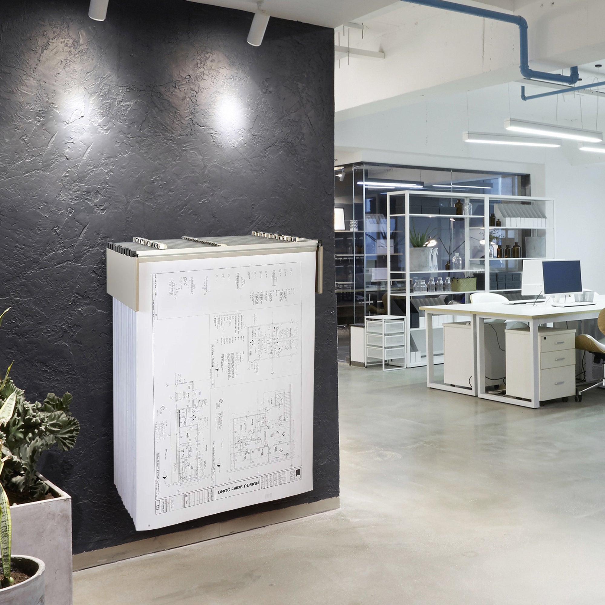 Vertical Blueprint Storage Drop Lift Wall Rack (Model DLWC) – Brookside ...