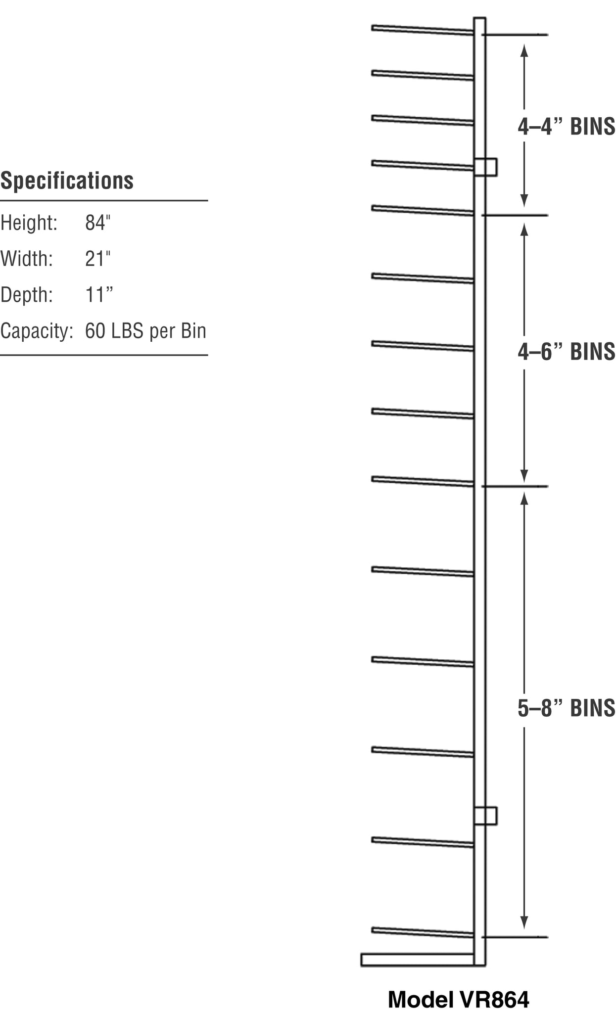Brookside Design Vis-i-Rack High Capacity 16 Bin Blueprint Roll File Storage  Rack, Textured Black (V
